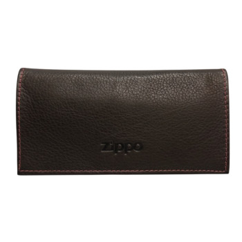 ZIPPO Drehertasche/Tabakbeutel  Leder Mocca rote Naht 16cm