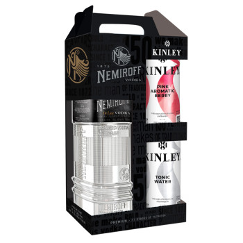 Nemiroff De Luxe 0,7l 40% +Kinley Tonic 0,33l +Kinley Tonic Pink Berry 0,33l