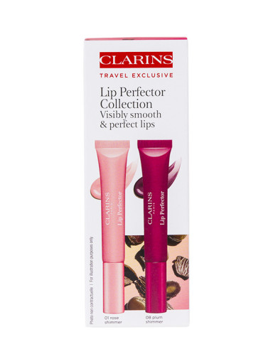 Clarins Natural Lip Perfector Lipstick Set N°01Rose + N°08 Plum
