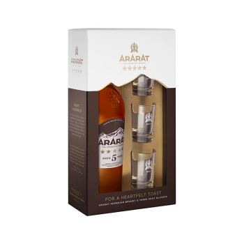 Ararat 5Y + 3 Gläser 0,7 l 40% Geschenkbox - 1