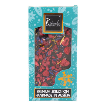 Ritonka PREMIUM Bitterschokolade Himbeere, Blüten 95g