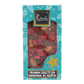 Ritonka PREMIUM Milchschokolade Himbeeren, Rosinen, Mandeln 95g