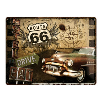 Blechschild 30x40 Route 66 (Drive, Eat)