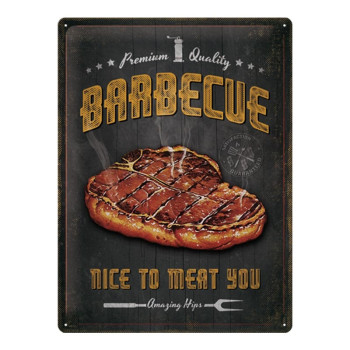 Blechschild 40x30 cm Barbecue Nice To Meat You 