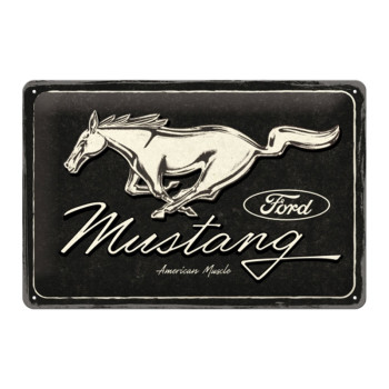 Blechschild 20x30 Ford Mustang (Horse Logo Black) 
