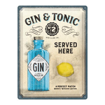 Blechschild 30x40 Gin & Tonic Served Here 