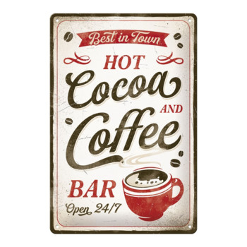 Blechschild 20x30 Hot Cocoa and Coffee 