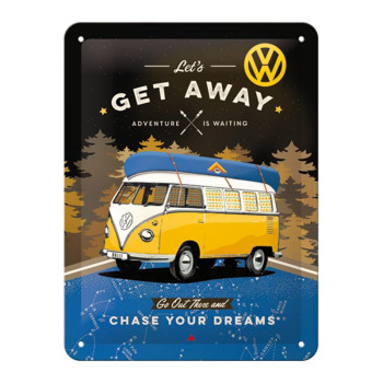 Blechschild 15x20 cm VW Bulli Let's Get Away (Night) 