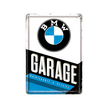 Blechschild Postkarte 10x14cm BMW Garage