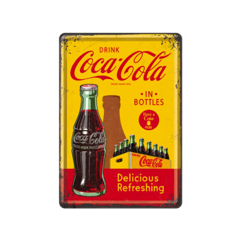 Blechschild Postkarte 10x14cm Coca-Cola (In Bottles Yellow)