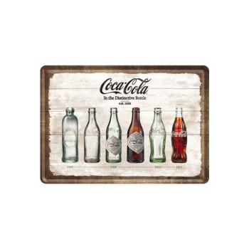 Blechschild Postkarte 10x14cm Coca-Cola (bottles)
