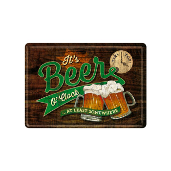 Blechschild Postkarte 10x14cm It's Beer O'clock