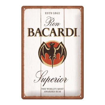 Blechschild 20x30cm Bacardi Superior White Wood 