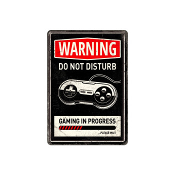 Blechschild Postkarte 10x14cm Gaming in Progress