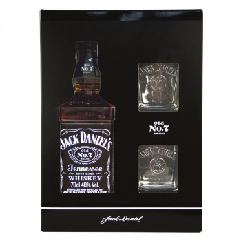 Jack Daniels 0,7l 40% Geschenk Box + 2 Glas - 1