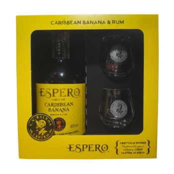 Espero Liqueur Caribbean Banana 0,7 l 40% Set mit Glas