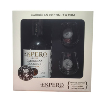 Espero Liqueur Caribbean Coconut 0,7 l 40% Set mit Glas