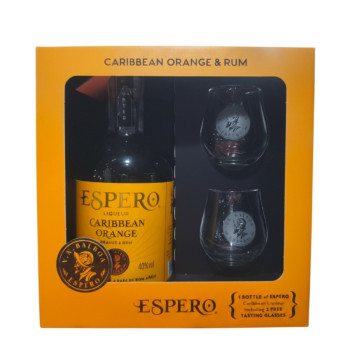 Espero Liqueur Caribbean Orange 0,7 l 40% Set mit Glas