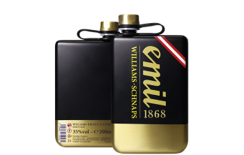 Emil Williams Birnen Schnaps 0,2l 35% Flachmann goldschwarz
