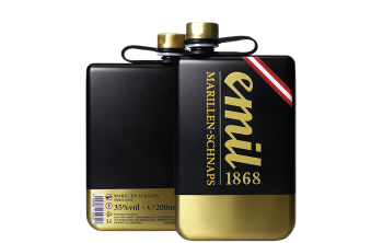 Emil Marillen Schnaps 0,2l 35% Flachmann goldschwarz