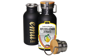 Emil Williams Birnen Schnaps 0,5l 35% TÖ Edelstahl Kanne
