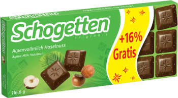 Schogetten Alpen-Milchschokolade mit Haselnüssen 116 g