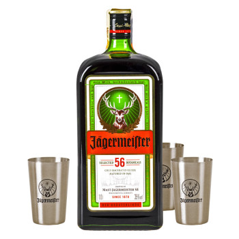 Jägermeister + 3x Glass 1L 35% - 2