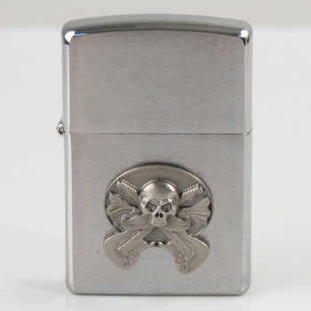 Zippo chrom gebürstet Emblem Guitar Skull 2002284