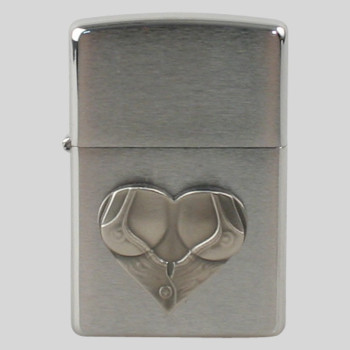 Zippo chrom gebürstet Plakette Heart Decolletage 2002541