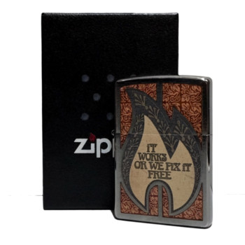 Zippo chrom geb. col. "It works Or We..." 60001005