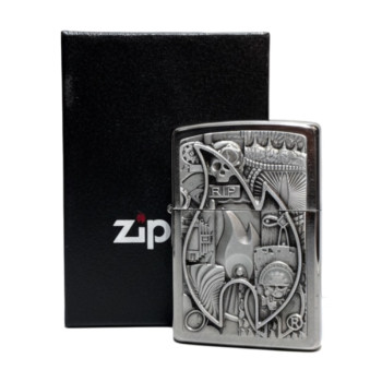 Zippo chrom geb. Emblem "Flame Various" 2005091