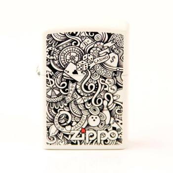 ZIPPO weiß color "Gambling Collage" 60004352