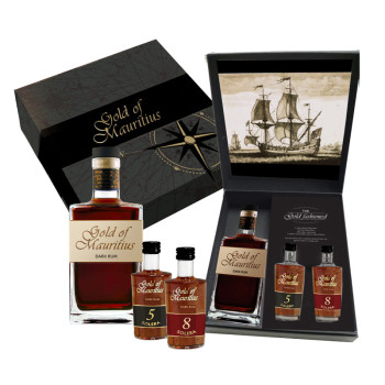 Gold of Mauritius Rum 40% 0,7 l + 5Y 0,05 l + 8Y 0,05 l Geschenkbox